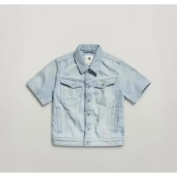 NWT G-Star RAW Arc Short Sleeve Denim Jacket Women’s XS Vintage Electric Blue - Picture 8 of 8